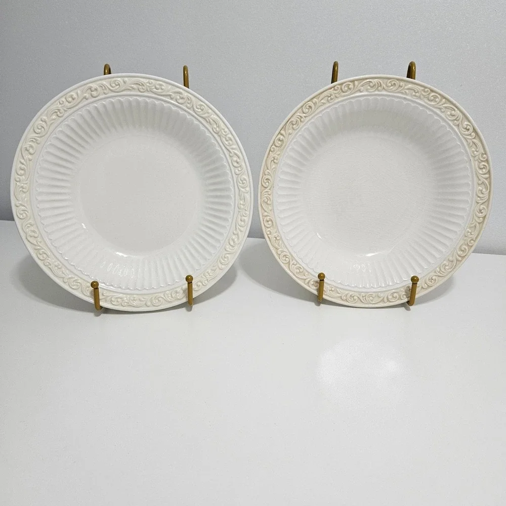 Lenox Butlers Pantry Pasta 2 Bowls Discontinued Ivory Stoneware Rimmed Soup Y2K